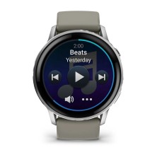 Reloj Deportivo Garmin Venu 4 45mm esfera plata correa gris descarga canciones y listas de reproducción