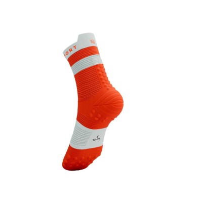 Calcetines Compressport Pro Racing V4.0 Run High Tigerlily/ White Dos líneas de 3D.Dots añaden protección