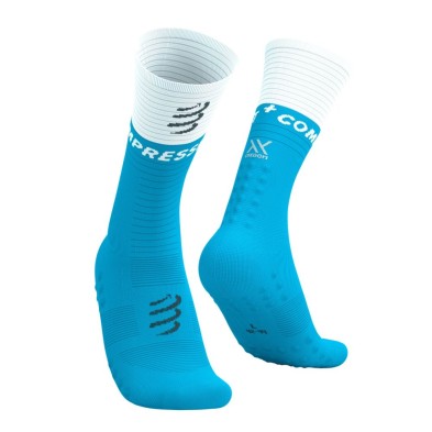 Calcetines compresión Compressport Mid Compression V2.0 azul blanco