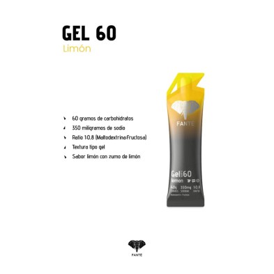 Gel energético Fanté Gel 60 Glut 5 Limón características principales