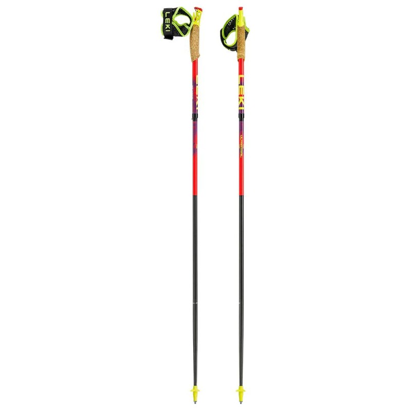 Bastones Leki Ultratrail FX. One (par) rojo birllante, violeta y amarillo