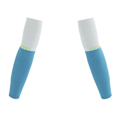 Manguitos compresión Compressport Armforce Norse Blue Neon Green sujeción muscular