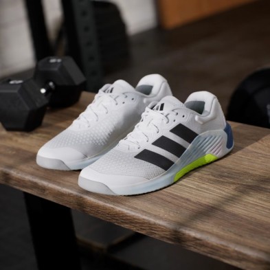 Zapatillas Adidas entrenamiento Dropset 4 Hombre Cloud White Core Black Dusky Petrol para entrenamiento de fuerza en gimnasio