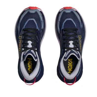 Zapatillas Hoka Mafate 5 Mujer Midnight Blue Starlight Glow empeine elástico y dinámico par