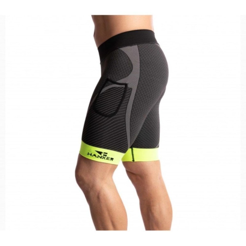 Malla Compresiva Pog gris amarillo unisex lateral hombre
