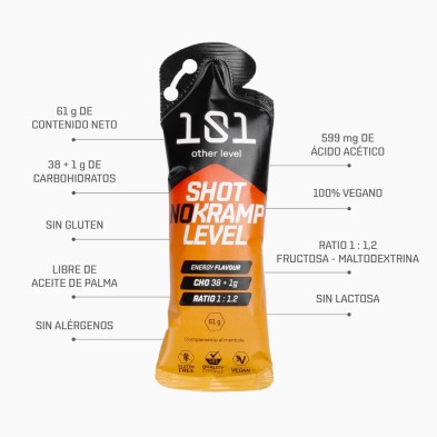 Shot No-Kramp Level - sabor Energy 61g datos