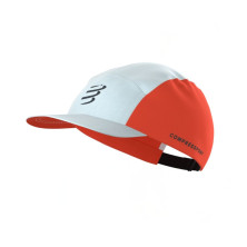 Gorra running Compressport 5 Panel Star White/ Tigerlily