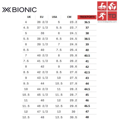 Tallaje X-Bionic zapatillas unisex