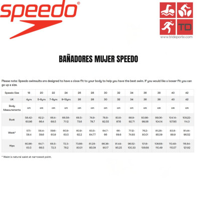 Speedo tallaje bañadores mujer