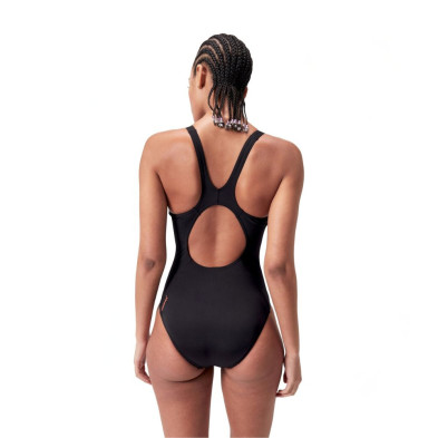 Bañador de natación Speedo Placement Muscleback Swimsuit Black Purple hombros libres y libertad de movimiento