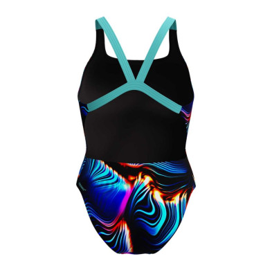 Bañador de natación Speedo Club Training Allover Digital Leaderback multicolor, diseño digital y único para cada bañador