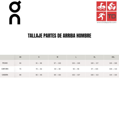 tallaje partes de arriba hombre On Running