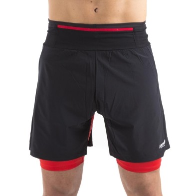 Pantalón Corto Técnico 2en1 Extreme (negro-rojo)