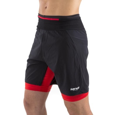 Pantalón Corto Técnico 2en1 Extreme (negro-rojo)