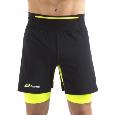 Pantalón Land Corto Técnico 2 en 1 Extreme negro/amarillo